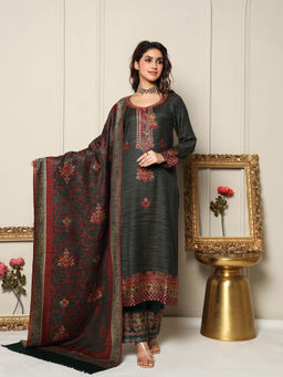 Kidar - FATIMA Women's Unstitched Suit-Green (Set of 3)