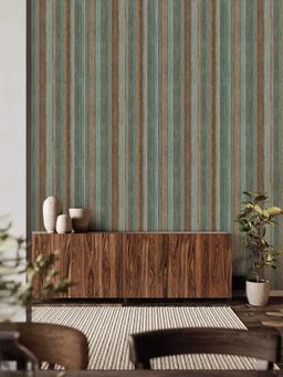 Excel - Wallpaper Raw Silk Green Thread Stripes