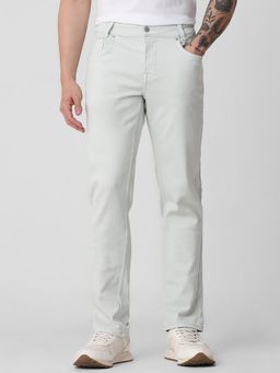 Mufti - Light Sage Green Solid Jeans