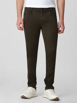 Mufti - Dark Olive Green Solid Jeans