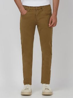 Mufti - Muted Khaki Brown Solid Jeans