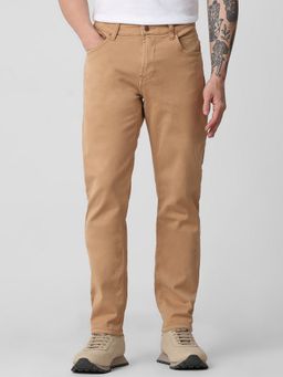 Mufti - Muted Khaki Brown Solid Jeans