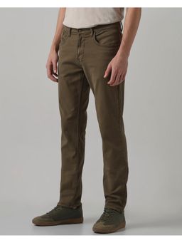 Mufti - Dark Olive Green Solid Jeans
