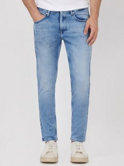 Mufti - Light Indigo Blue Solid Jeans
