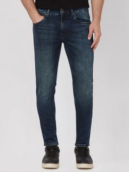 Mufti - Washed Indigo Blue Solid Jeans