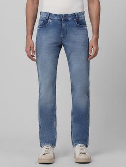 Mufti - Washed Indigo Blue Solid Jeans
