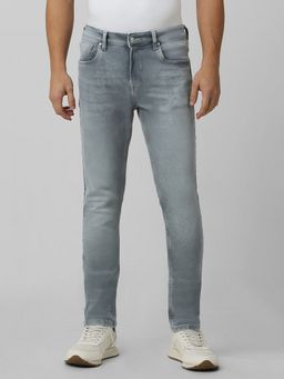 Mufti - Washed Light Grey Solid Jeans
