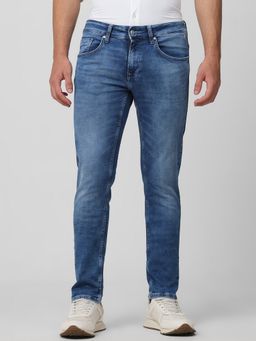 Mufti - Faded Indigo Blue Solid Jeans