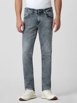 Mufti - Washed Light Grey Solid Jeans