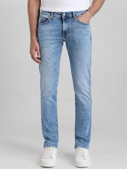 Mufti - Light Indigo Blue Solid Jeans