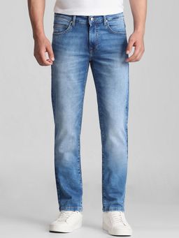 Mufti - Washed Indigo Blue Solid Jeans