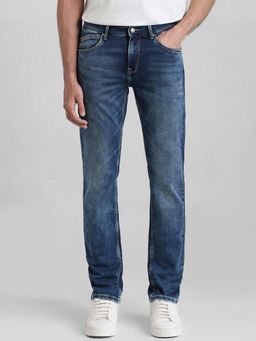 Mufti - Washed Indigo Blue Solid Jeans
