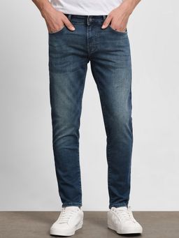 Mufti - Faded Indigo Blue Solid Jeans