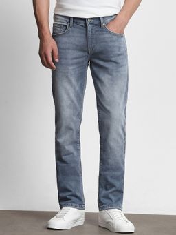 Mufti - Washed Light Grey Solid Jeans