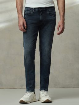 Mufti - Deep Charcoal Blue Solid Jeans