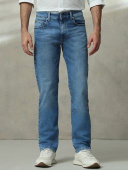 Mufti - Mid-Wash Indigo Blue Solid Jeans