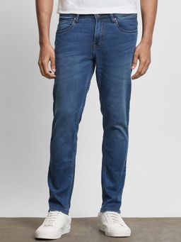 Mufti - Washed Indigo Blue Solid Jeans