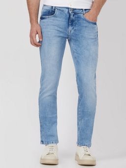 Mufti - Light Indigo Blue Solid Jeans