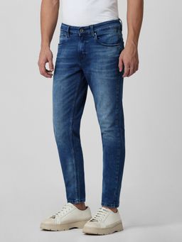 Mufti - Faded Indigo Blue Solid Jeans