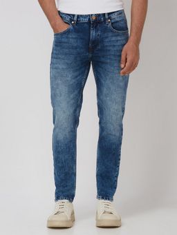 Mufti - Faded Indigo Blue Solid Jeans
