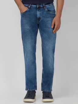 Mufti - Medium Indigo Blue Solid Jeans