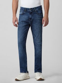 Mufti - Faded Indigo Blue Solid Jeans