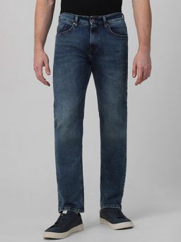 Mufti - Washed Mid-Blue Solid Jeans