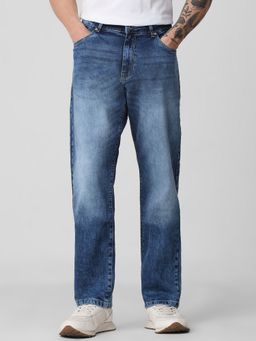 Mufti - Faded Indigo Blue Solid Jeans