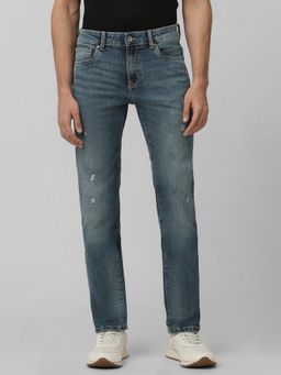 Mufti - Washed Indigo Blue Solid Jeans