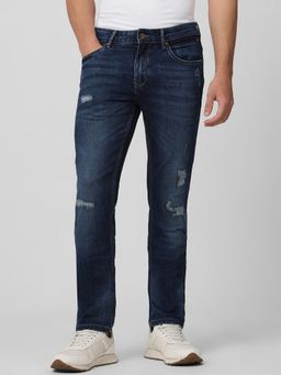 Mufti - Dark Indigo Blue Solid Jeans