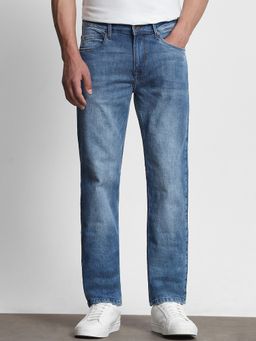 Mufti - Washed Mid Blue Solid Jeans