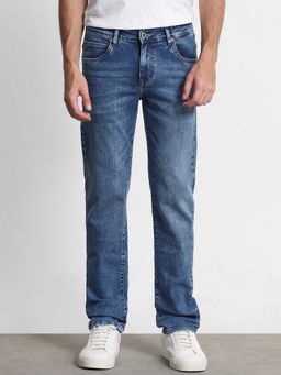 Mufti - Faded Indigo Blue Solid Jeans