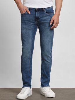 Mufti - Washed Indigo Blue Solid Jeans