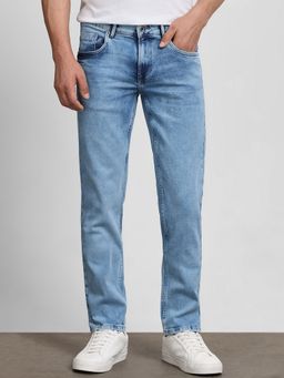 Mufti - Light Indigo Blue Solid Jeans