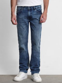 Mufti - Washed Indigo Blue Solid Jeans