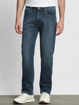 Mufti - Washed Indigo Blue Solid Jeans