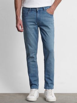 Mufti - Washed Mid Blue Solid Jeans