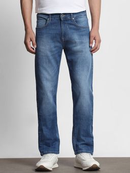 Mufti - Washed Indigo Blue Solid Jeans