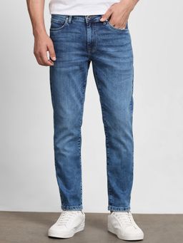Mufti - Washed Mid Blue Solid Jeans
