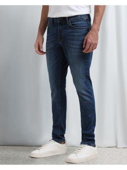 Mufti - Washed Indigo Blue Solid Jeans