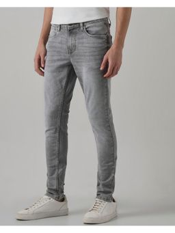 Mufti - Washed Light Grey Solid Jeans