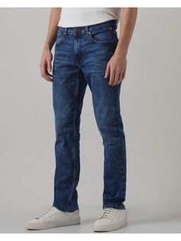 Mufti - Washed Indigo Blue Solid Jeans