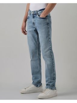 Mufti - Light Indigo Blue Solid Jeans