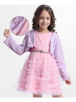 Hola Bonita - Knit Full Sleeves Sequin Party Dress With jacket & Belt