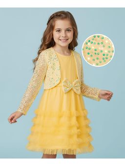 Hola Bonita - Knit Glitter Mesh Party Dress With Jacket