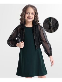 Hola Bonita - Knit Full Sleeves Embellished Jacket with Dress