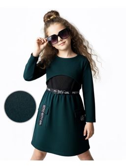 Hola Bonita - Knit Solid Color Dress With Full Sleeves T-shirt & Belt