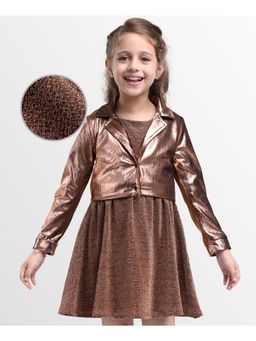 Hola Bonita - Knit Party Wear Shimmer Long Sleeves Jacket With Jacket