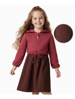 Hola Bonita - Knit Solid Color Dress With Full Sleeves Hoodie