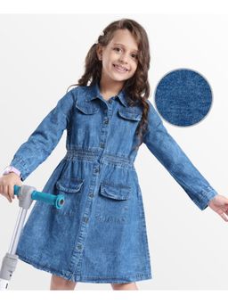 Hola Bonita - Cotton Knit Full Sleeves Denim Shirt Dress
